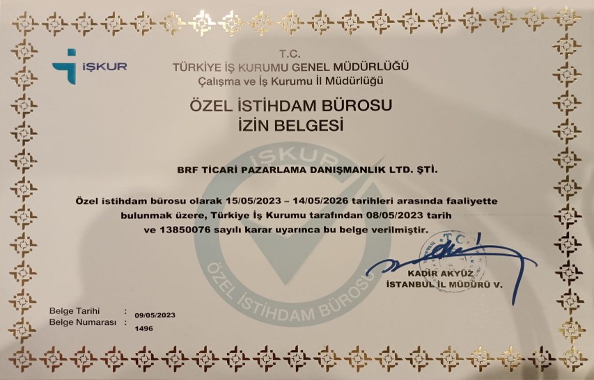 İŞKUR ÖZEL İSTİHDAM BÜROSU İZİN BELGESİ
